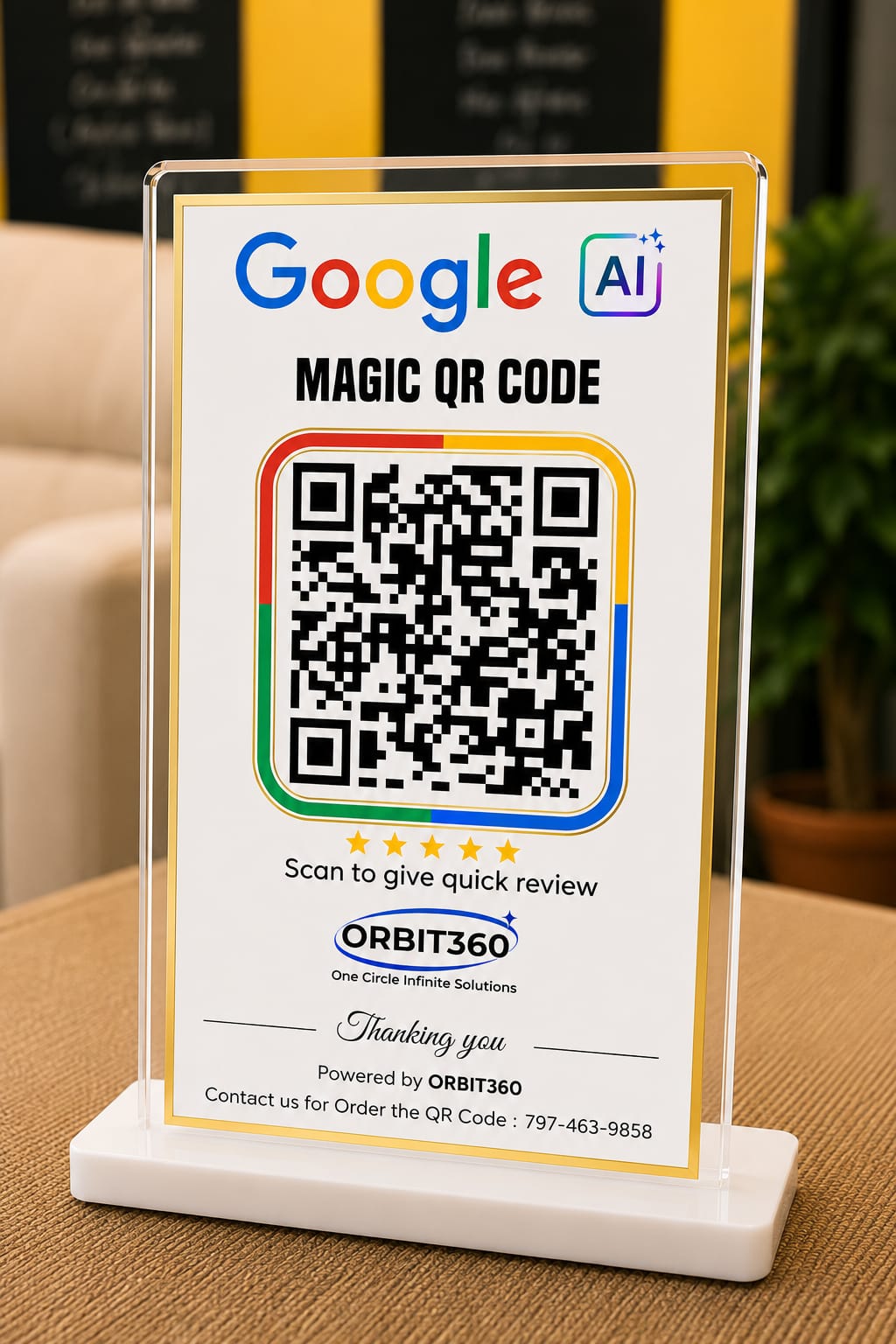 Google Review AI QR Standee Preview